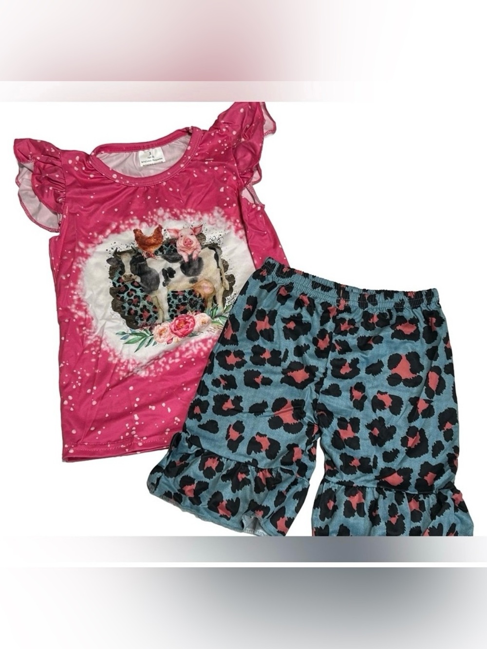 NEW Boutique Girl’s Farm Animals Print 2PC Matching Outfit Set